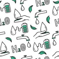 Seamless pattern. Co2 concept of climate change. Recycling. Separation of garbage. Vector isolated doodle