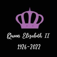 Póster conmemorativo de la muerte de la reina Isabel II. 08 de septiembre de 2022 Reino Unido, Londres. años de vida 1926-2022. vector