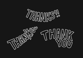 thank you outline doodle typo typography vector illustration collection in unique shape