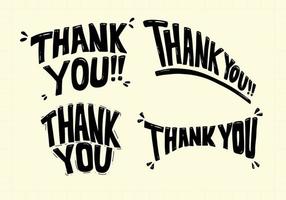 doodle thank you typo typography hand drawing vector collection