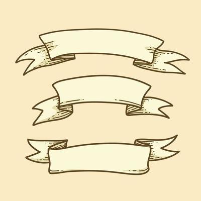 vintage blank ribbon banner hand drawing doodle