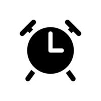 Alarm clock black glyph ui icon. Wake up in morning routine. Boosting alertness. User interface design. Silhouette symbol on white space. Solid pictogram for web, mobile. Isolated vector illustration