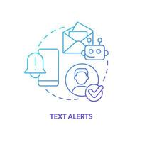 Text alerts blue gradient concept icon. Automatic notification from operator. Digitization banking abstract idea thin line illustration. Isolated outline drawing. vector