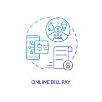 Online bill pay blue gradient concept icon. Mobile savings account. Digitization of banking system abstract idea thin line illustration. Isolated outline drawing. vector