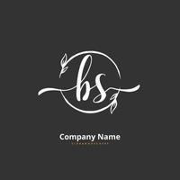 bs escritura a mano inicial y diseño de logotipo de firma con círculo. hermoso diseño de logotipo escrito a mano para moda, equipo, boda, logotipo de lujo. vector