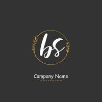 bs escritura a mano inicial y diseño de logotipo de firma con círculo. hermoso diseño de logotipo escrito a mano para moda, equipo, boda, logotipo de lujo. vector