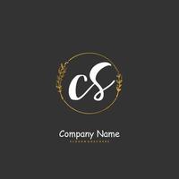 cs escritura a mano inicial y diseño de logotipo de firma con círculo. hermoso diseño de logotipo escrito a mano para moda, equipo, boda, logotipo de lujo. vector