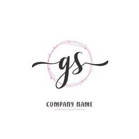 gs escritura a mano inicial y diseño de logotipo de firma con círculo. hermoso diseño de logotipo escrito a mano para moda, equipo, boda, logotipo de lujo. vector