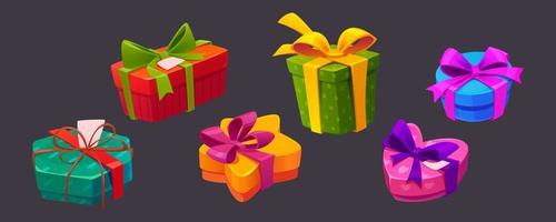 Gift boxes presents in colorful wrapping paper vector