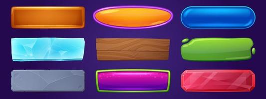 Web and game menu buttons with different textures vector