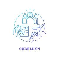 Credit union blue gradient concept icon. Nonprofit financial cooperative. Tax free. Savings account abstract idea thin line illustration. Isolated outline drawing. vector