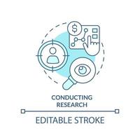 Conducting research turquoise concept icon. Analyse market. Product management abstract idea thin line illustration. Isolated outline drawing. Editable stroke. vector