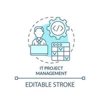 IT project management turquoise concept icon. Creating software and applications abstract idea thin line illustration. Isolated outline drawing. Editable stroke. vector