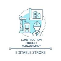 icono de concepto turquesa de gestión de proyectos de construcción. estrategia de desarrollo empresarial idea abstracta ilustración de línea delgada. dibujo de contorno aislado. trazo editable. vector