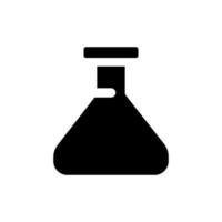 Erlenmeyer flask black glyph ui icon. Chemistry glassware. Lab equipment. User interface design. Silhouette symbol on white space. Solid pictogram for web, mobile. Isolated vector illustration