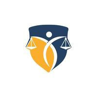 Man Holding Scales of Justice Logo. Law and Attorney Logo Design. vector