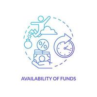 Availability of funds blue gradient concept icon. Active duty pay deposits. Choosing credit union abstract idea thin line illustration. Isolated outline drawing. vector