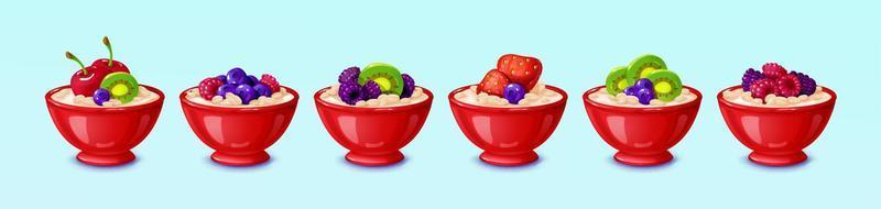 Oatmeal with fruits and berries, healthy breakfast vector