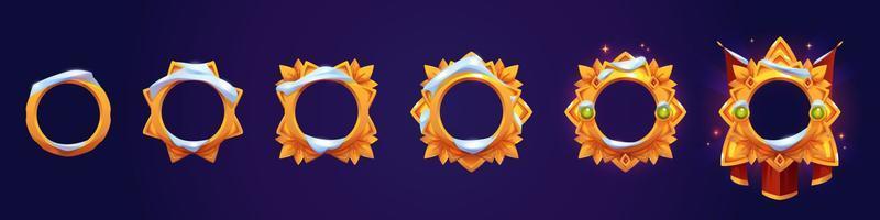 Empty gold ranking frames for game avatars vector