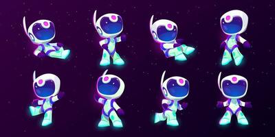 Cartoon astronaut character isolated vector set