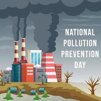 día nacional de prevención de la contaminación con ilustración ambiental contaminada vector