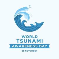 world tsunami awareness day illustration in flat design vector