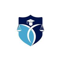 Man Holding Scales of Justice Logo. Law and Attorney Logo Design. vector