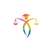 Man Holding Scales of Justice Logo. Law and Attorney Logo Design. vector