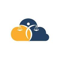 Man Holding Scales of Justice Logo. Law and Attorney Logo Design. vector