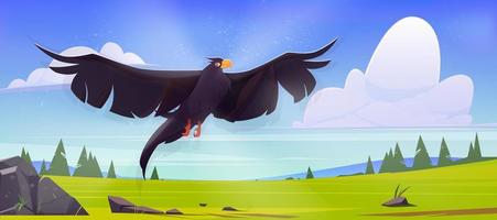 Black eagle, falcon or hawk with outspread wings vector