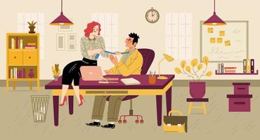 Sexual harassment at work in office vector