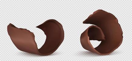 Chocolate curls, shavings or pieces of sweet food vector