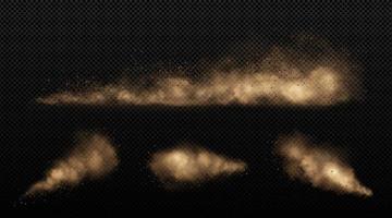 Sand clouds, car, sandstorm or dust dirty smoke vector