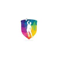 diseño de logotipo de vector de salto de jugador de voleibol abstracto.