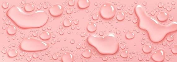 Collagen or water drops on pink background, beauty vector