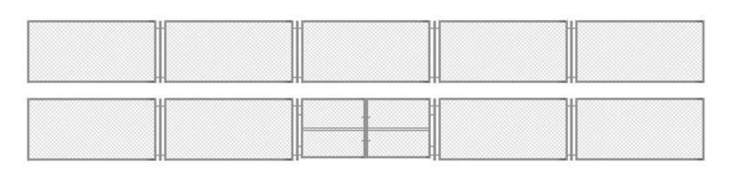 Fence mesh from wire, metal grid with gate 3d vector