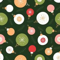 Seamless Christmas pattern with Christmas decorations. Bright vector background for Christmas and New Year holidays