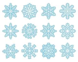 conjunto de copos de nieve vectoriales aislados sobre fondo blanco. estilo plano sencillo. ilustración vectorial vector