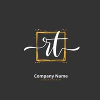 rt escritura a mano inicial y diseño de logotipo de firma con círculo. hermoso diseño de logotipo escrito a mano para moda, equipo, boda, logotipo de lujo. vector