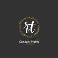 RT Initial handwriting and signature logo design with circle. Beautiful design handwritten logo for fashion, team, wedding, luxury logo. vector