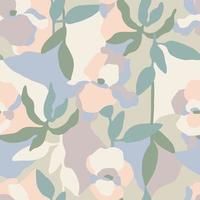 Vector abstract flower and leaf illustration seamless repeat pattern