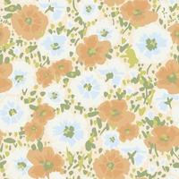 Vector flower illustration with pastel color seamless repeat pattern