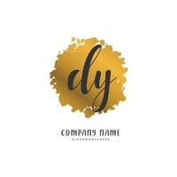 dy escritura a mano inicial y diseño de logotipo de firma con círculo. hermoso diseño de logotipo escrito a mano para moda, equipo, boda, logotipo de lujo. vector