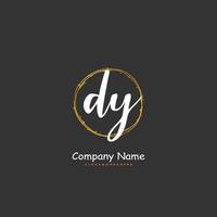 DY Initial handwriting and signature logo design with circle. Beautiful design handwritten logo for fashion, team, wedding, luxury logo. vector