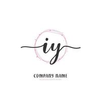 IY Initial handwriting and signature logo design with circle. Beautiful design handwritten logo for fashion, team, wedding, luxury logo. vector