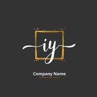 IY Initial handwriting and signature logo design with circle. Beautiful design handwritten logo for fashion, team, wedding, luxury logo. vector