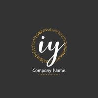 IY Initial handwriting and signature logo design with circle. Beautiful design handwritten logo for fashion, team, wedding, luxury logo. vector
