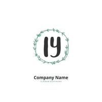 IY Initial handwriting and signature logo design with circle. Beautiful design handwritten logo for fashion, team, wedding, luxury logo. vector