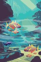 the life undersea robot fish vector art