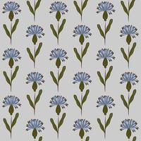 GREY VECTOR SEAMLESS BACKGROUND WITH LIGHT BLUE CORNFLOWER WILDFLOWERS